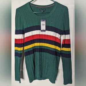NWT Tommy Hilfiger crew neck fitted sweater.  Striped.  Sz. S/P.